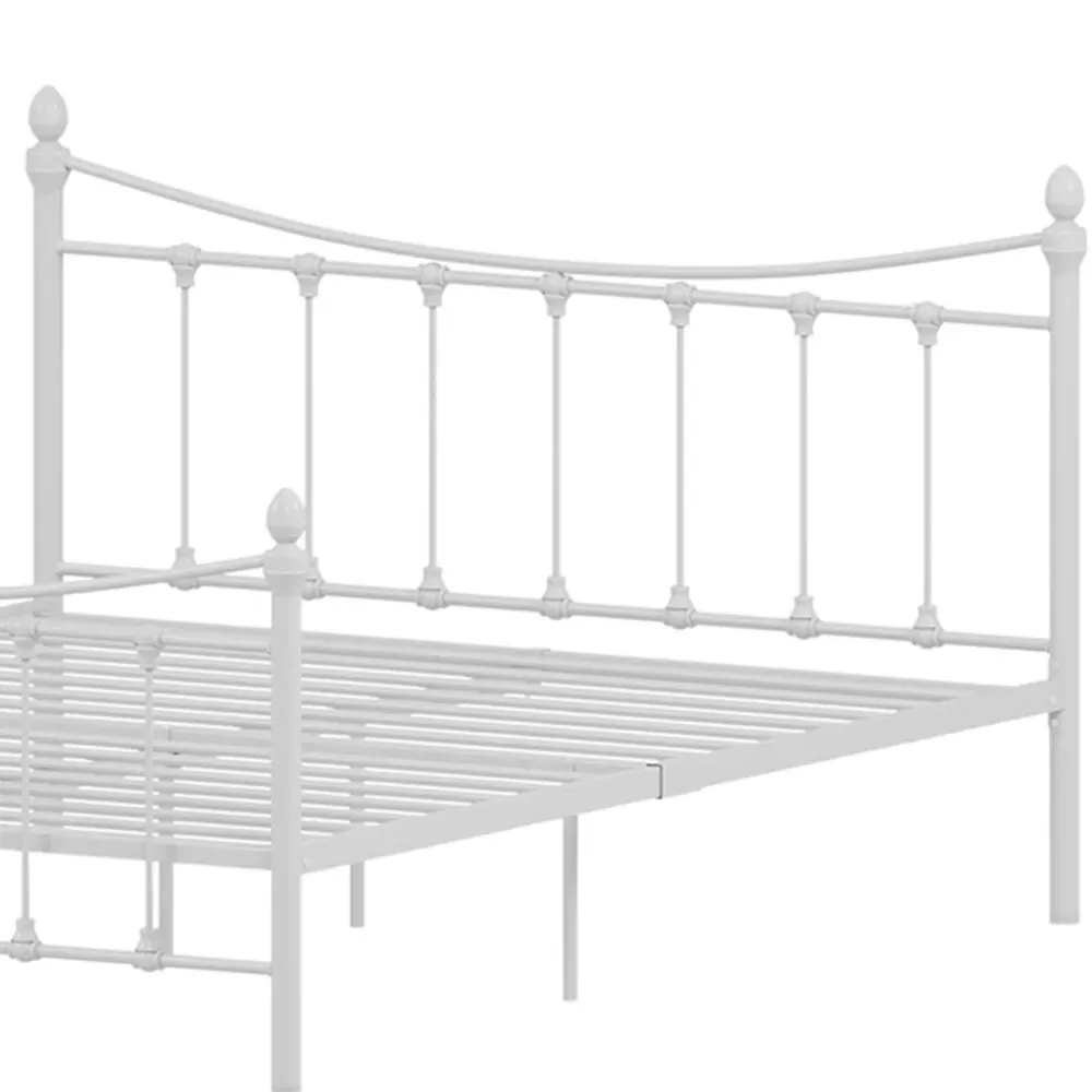 Paris King Size Bed Frame - White, Metal