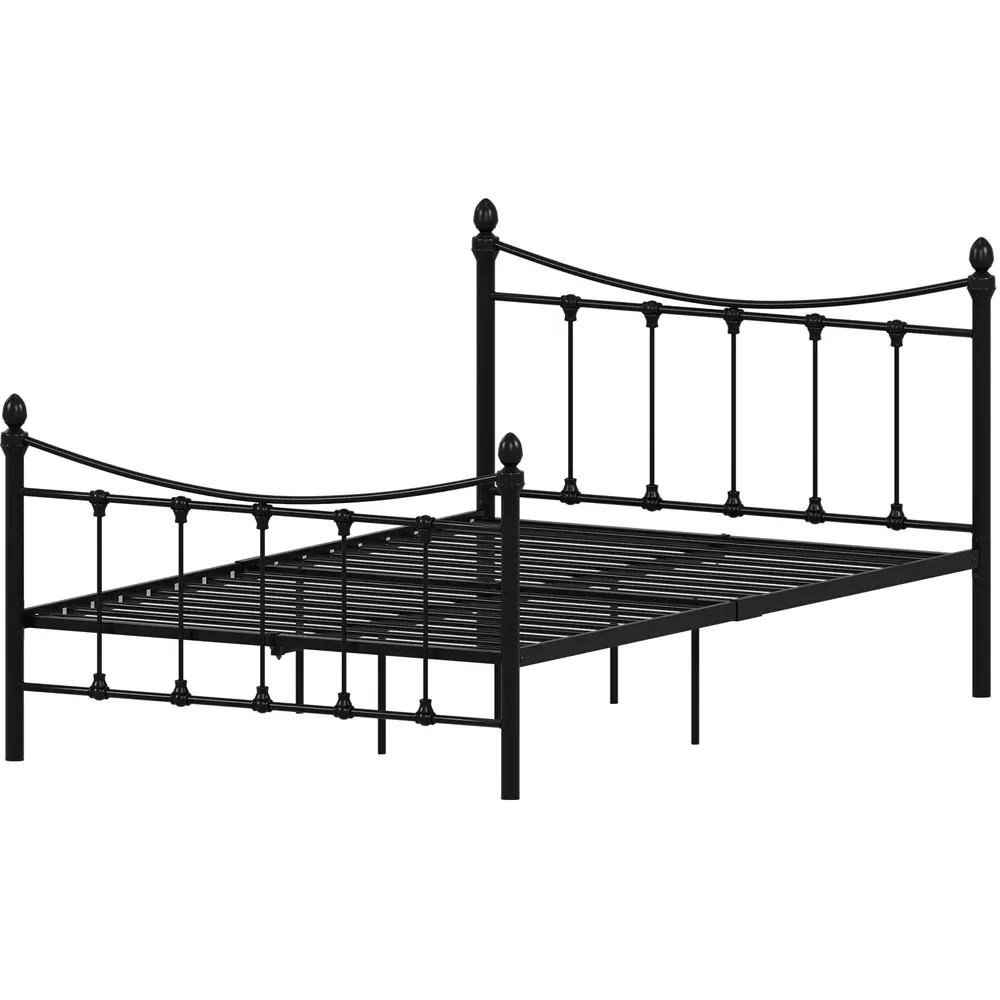 Paris Small Double Bed Frame - Black, Metal
