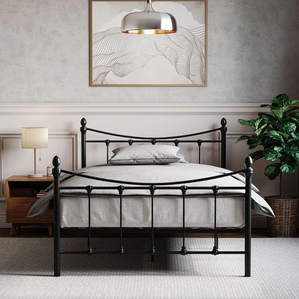Paris Small Double Bed Frame - Black, Metal