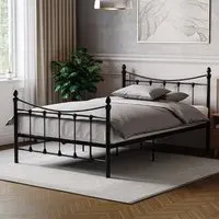 Paris Small Double Bed Frame - Black, Metal