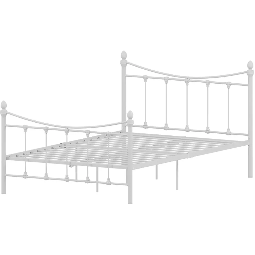 Paris Small Double Bed Frame - White, Metal