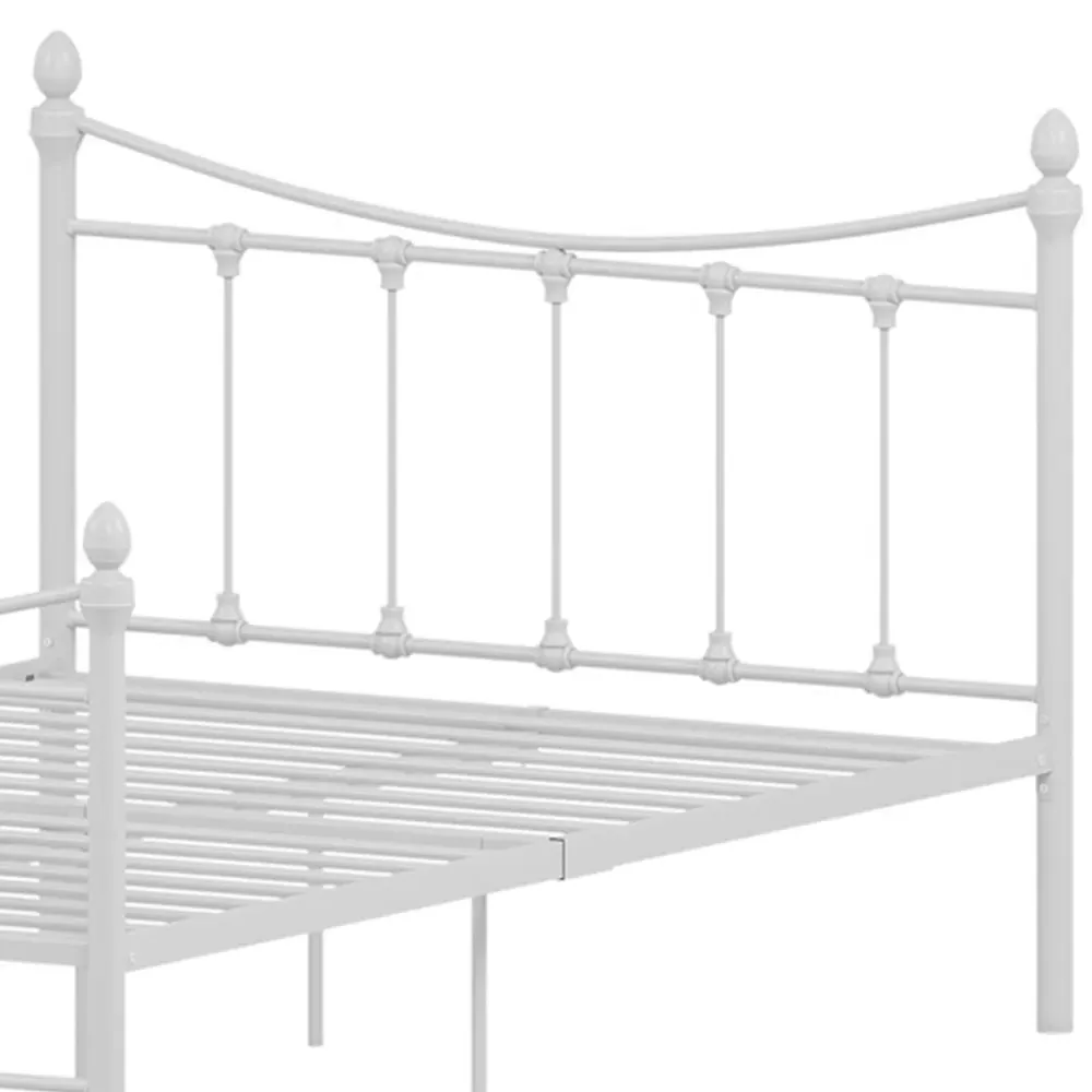 Paris Small Double Bed Frame - White, Metal