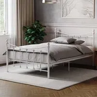 Paris Small Double Bed Frame - White, Metal