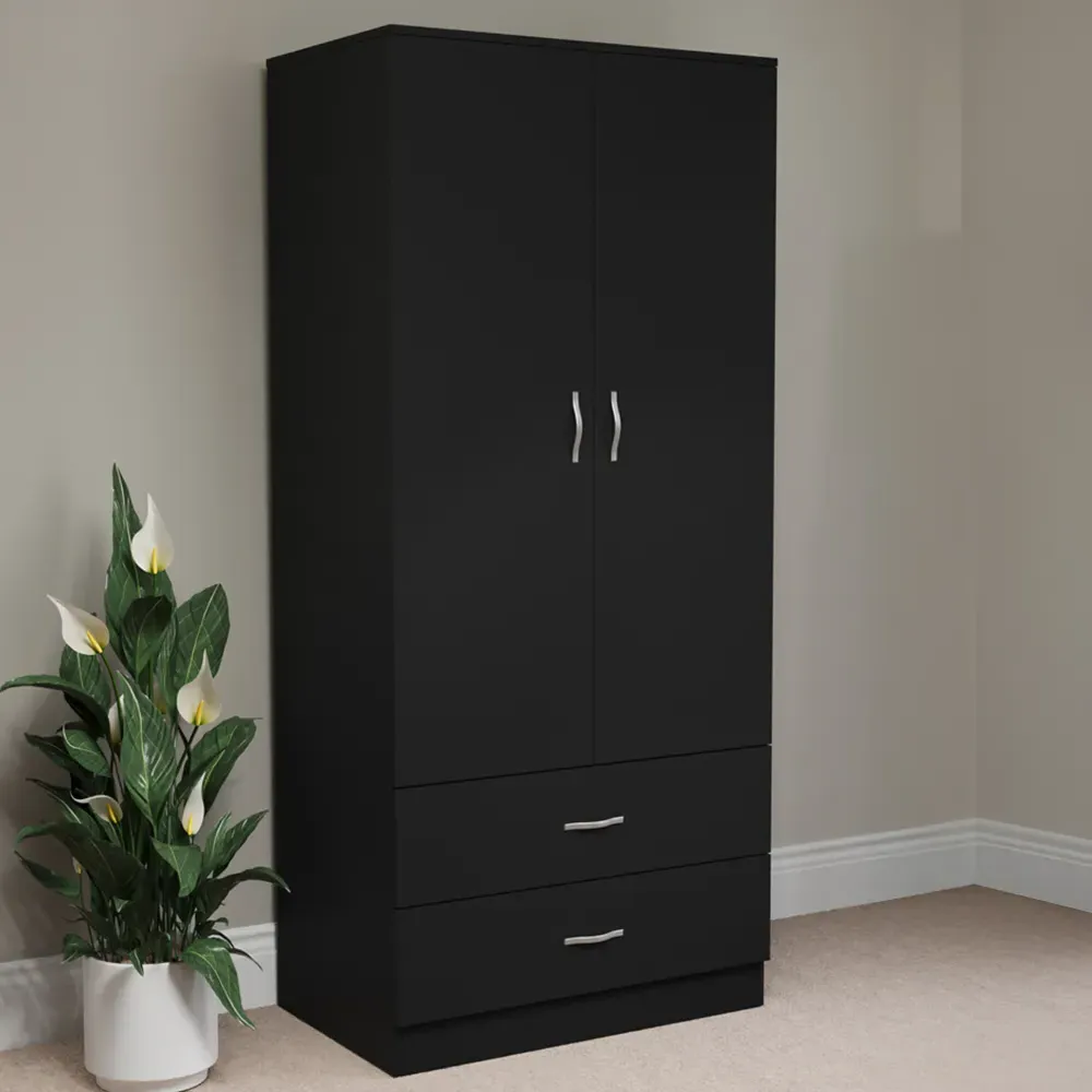 Riano 2 Door 2 Drawer Wardrobe - Black