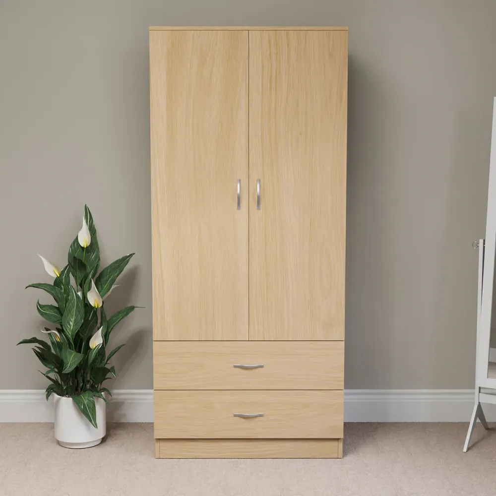 Riano 2 Door 2 Drawer Wardrobe - Pine