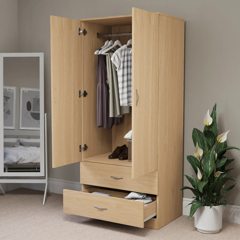 Riano 2 Door 2 Drawer Wardrobe - Pine