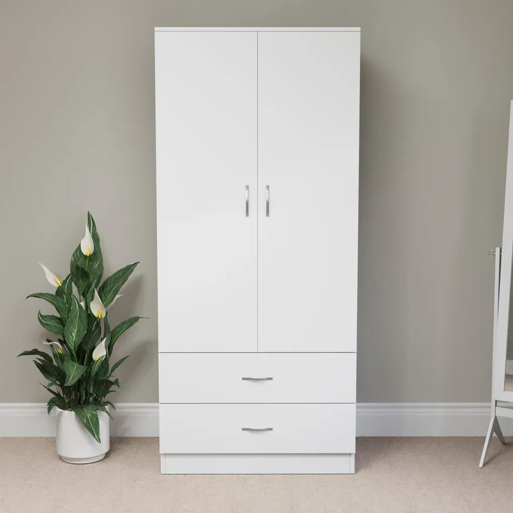 Riano 2 Door 2 Drawer Wardrobe - White