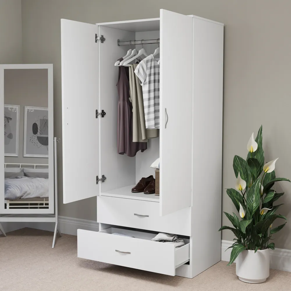 Riano 2 Door 2 Drawer Wardrobe - White