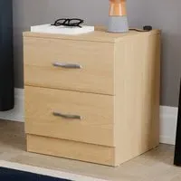 Riano 2 Drawer Bedside Table - Brown, Pine