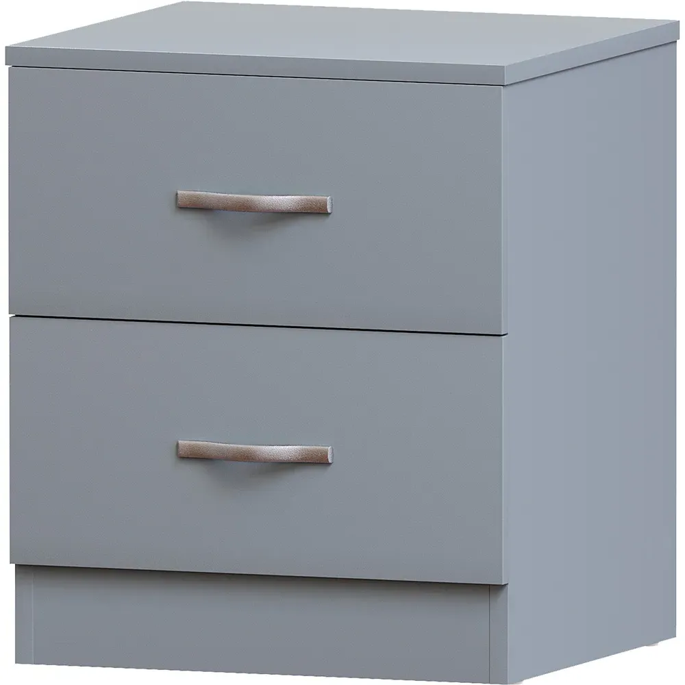 Riano 2 Drawer Bedside Table - Grey, MDF