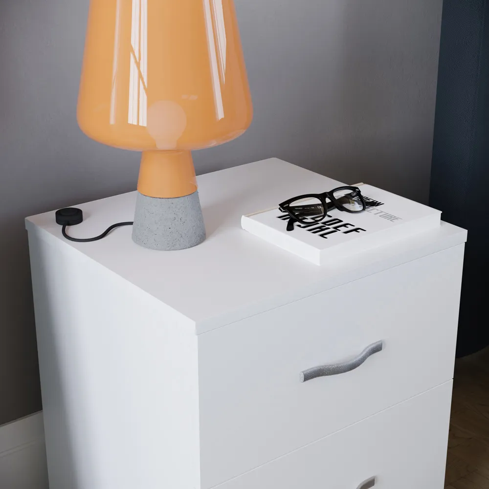 Riano 2 Drawer Bedside Table - White