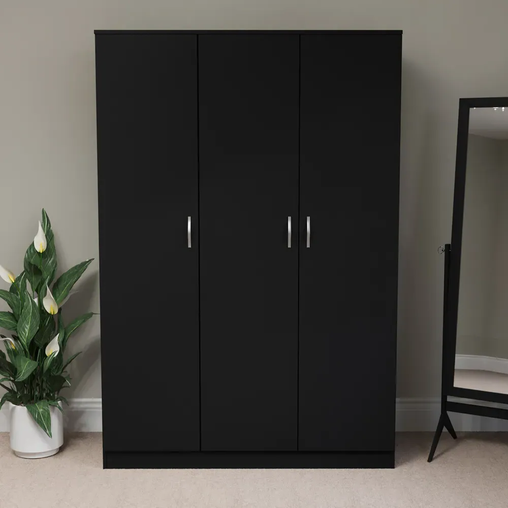 Riano 3 Door Wardrobe - Black