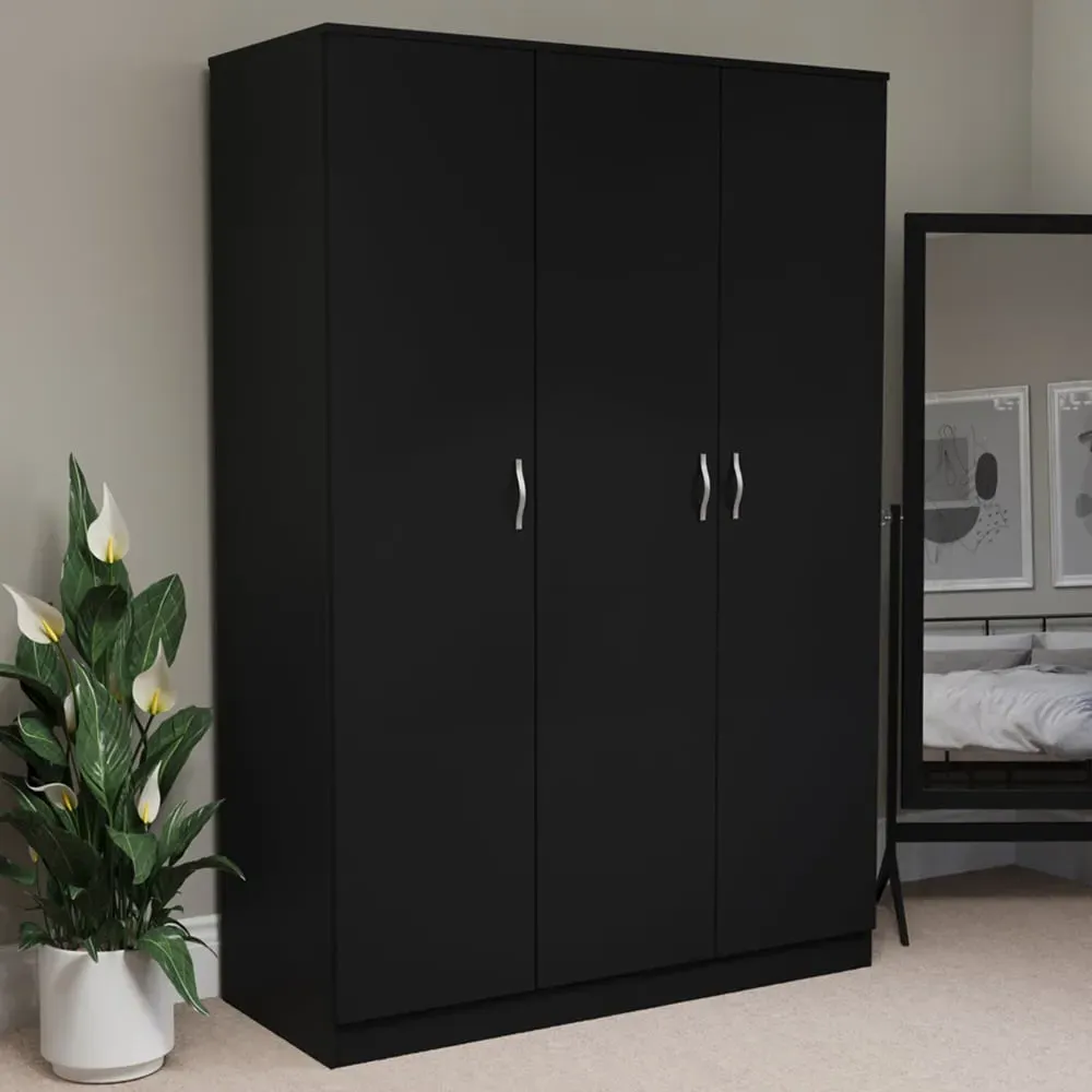 Riano 3 Door Wardrobe - Black image