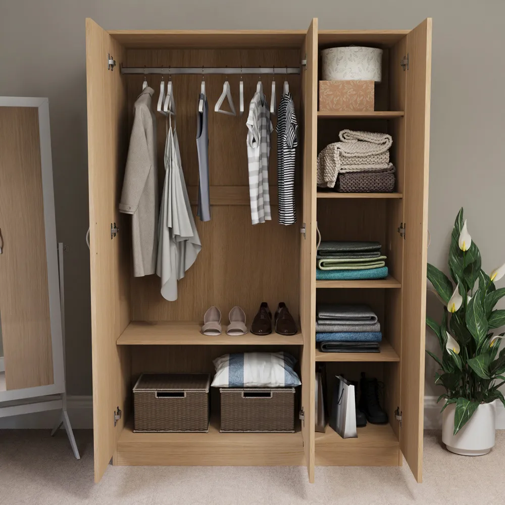 Riano 3 Door Wardrobe - Brown