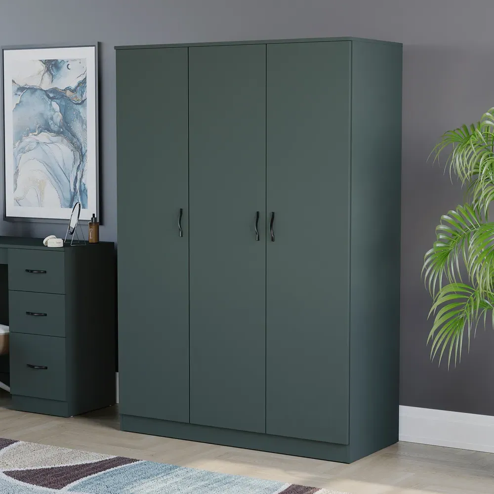 Riano 3 Door Wardrobe - Green