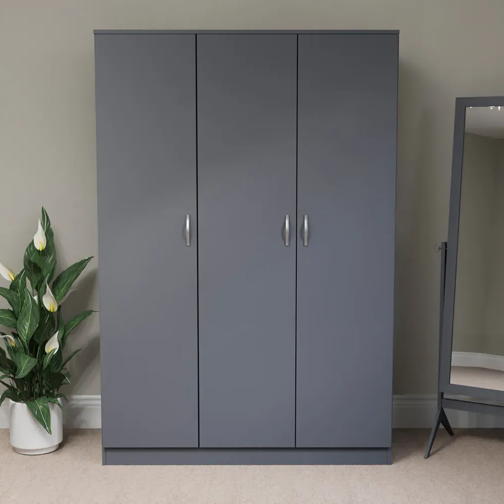 Riano 3 Door Wardrobe - Grey