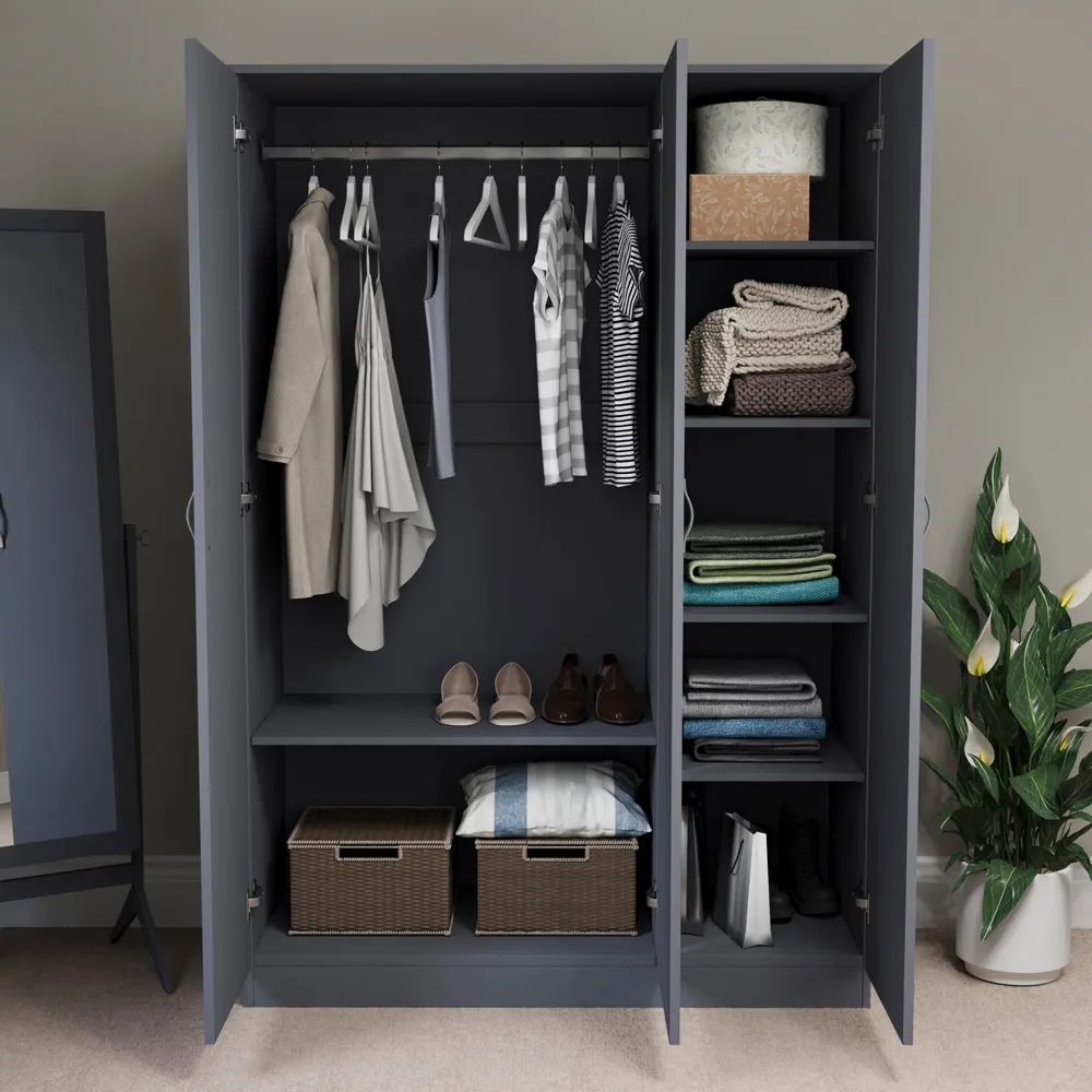 Riano 3 Door Wardrobe - Grey