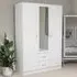 Riano 3 Door Wardrobe with Drawers and Mirror - White