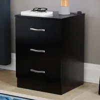 Riano 3 Drawer Bedside Table - Black