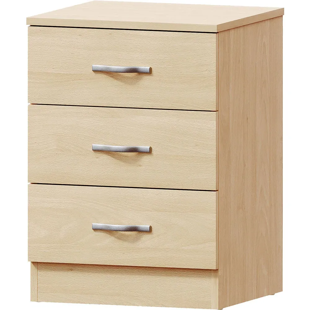 Riano 3 Drawer Bedside Table - Brown, Pine