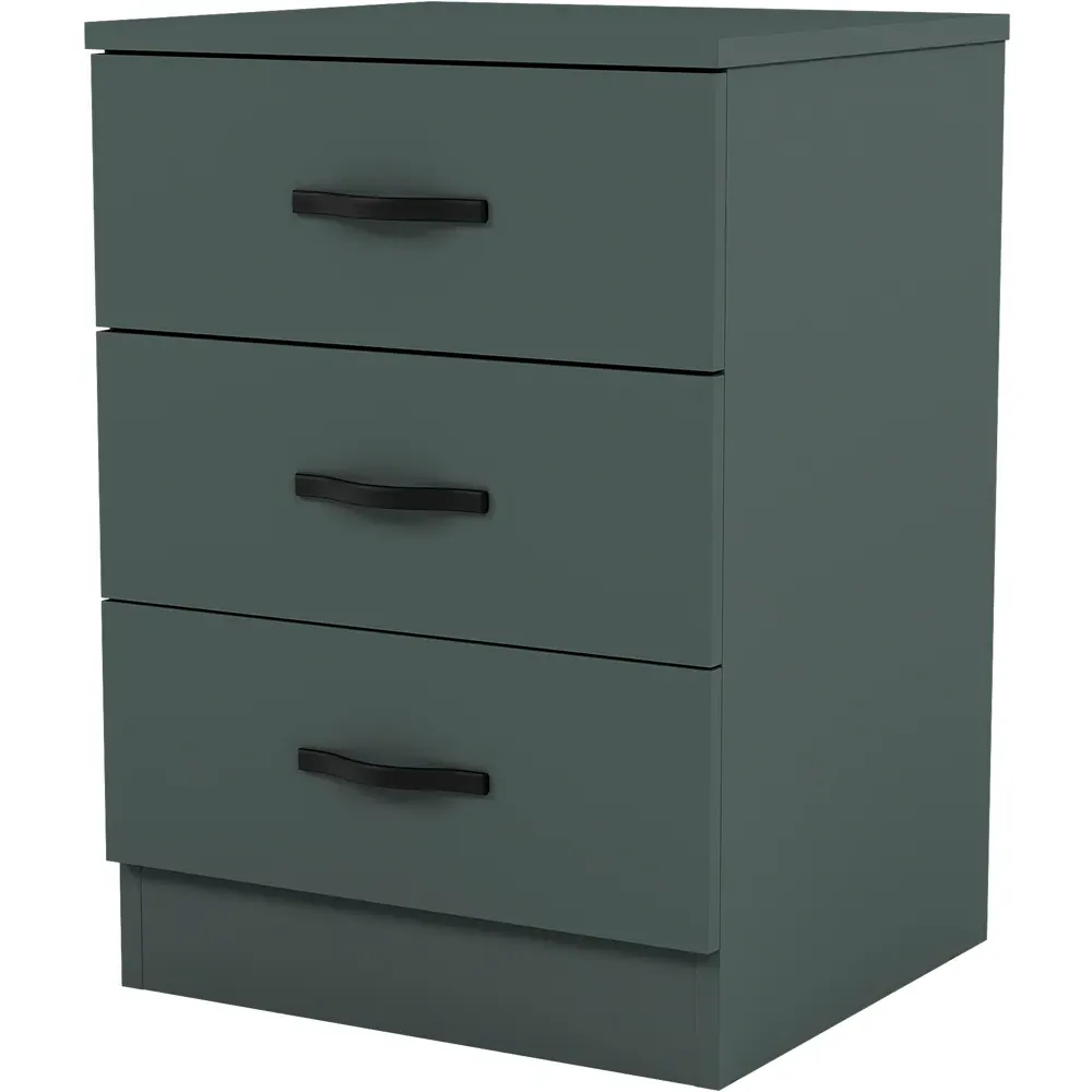 Riano 3 Drawer Bedside Table - Green