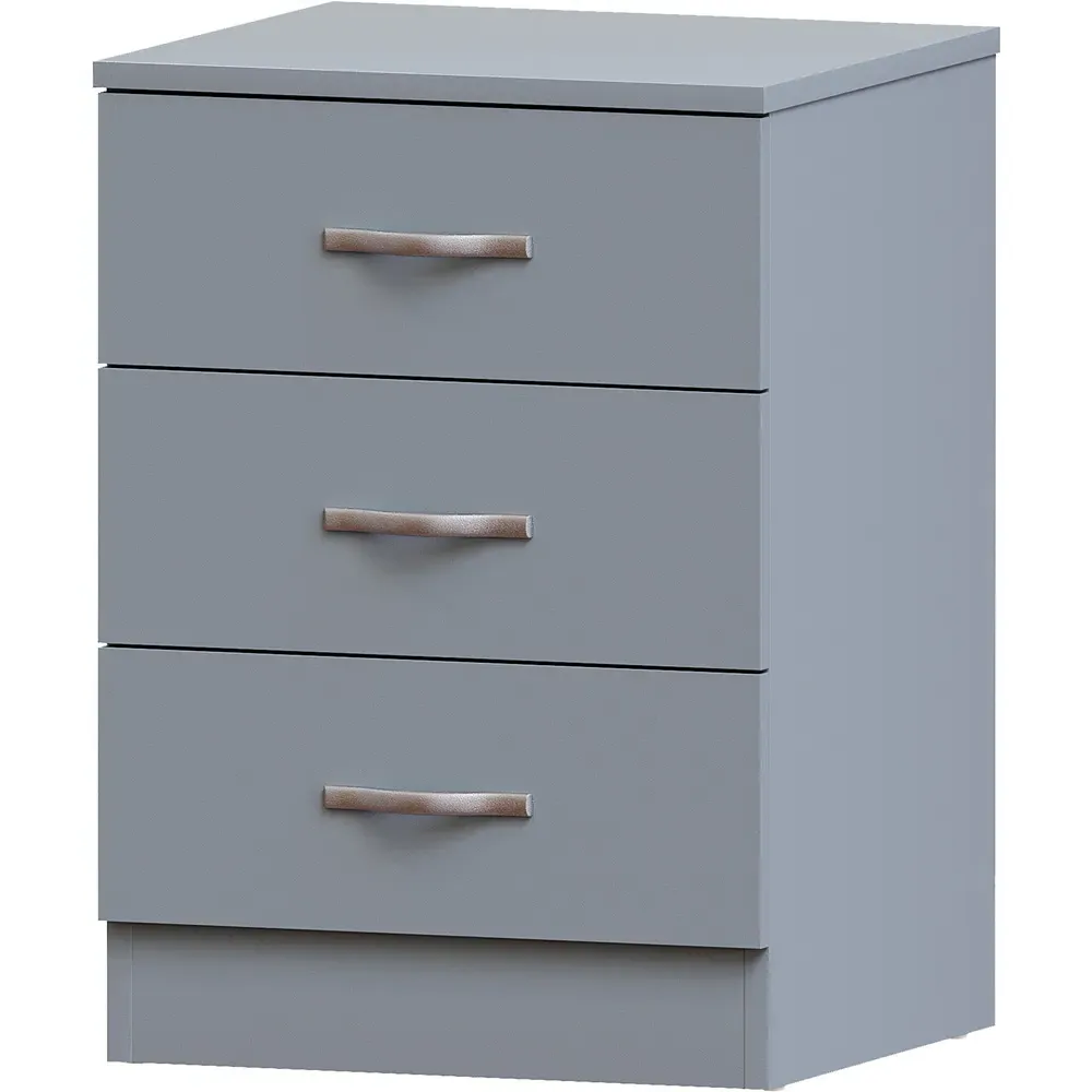 Riano 3 Drawer Bedside Table - Grey, MDF