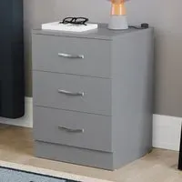 Riano 3 Drawer Bedside Table - Grey, MDF