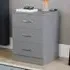 Riano 3 Drawer Bedside Table - Grey, MDF