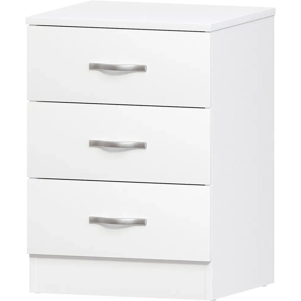 Riano 3 Drawer Bedside Table - White