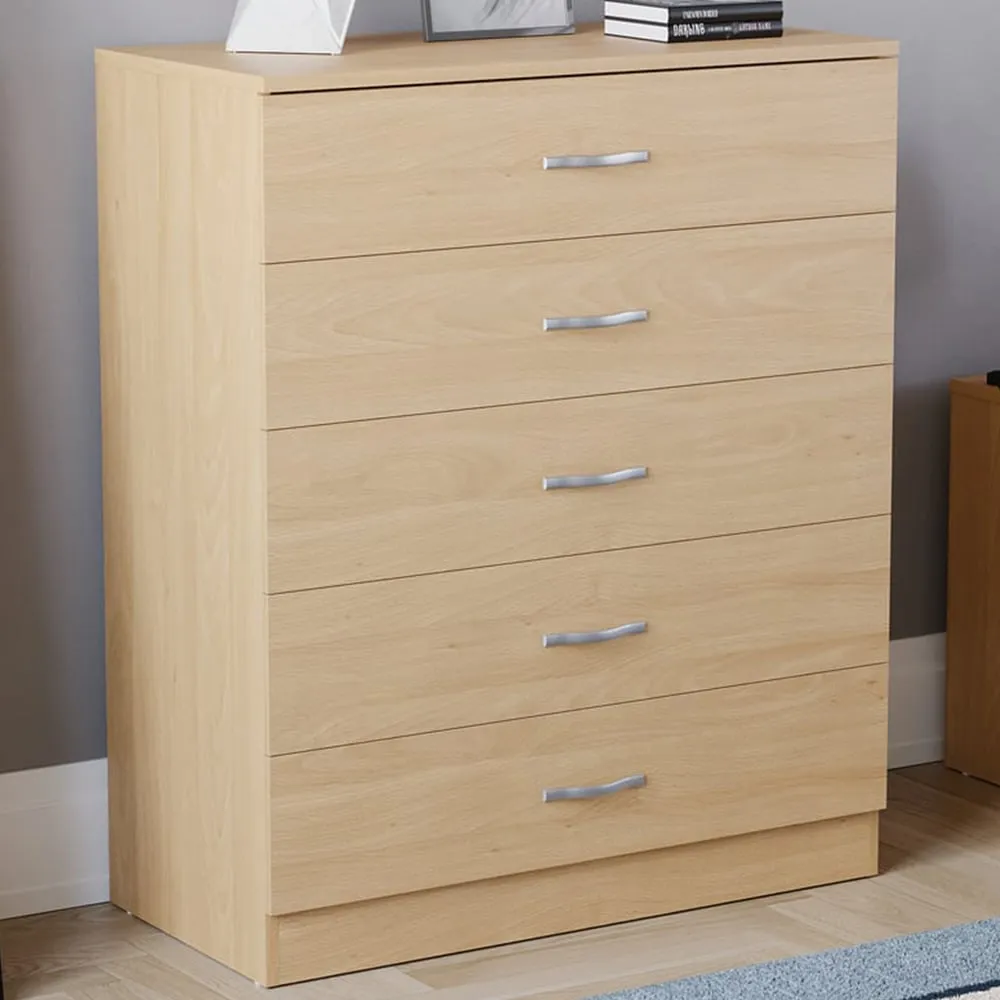 Riano 5 Drawer Chest of Drawers - Brown, Pine
