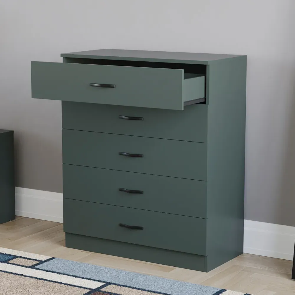 Riano 5 Drawer Chest of Drawers - Green