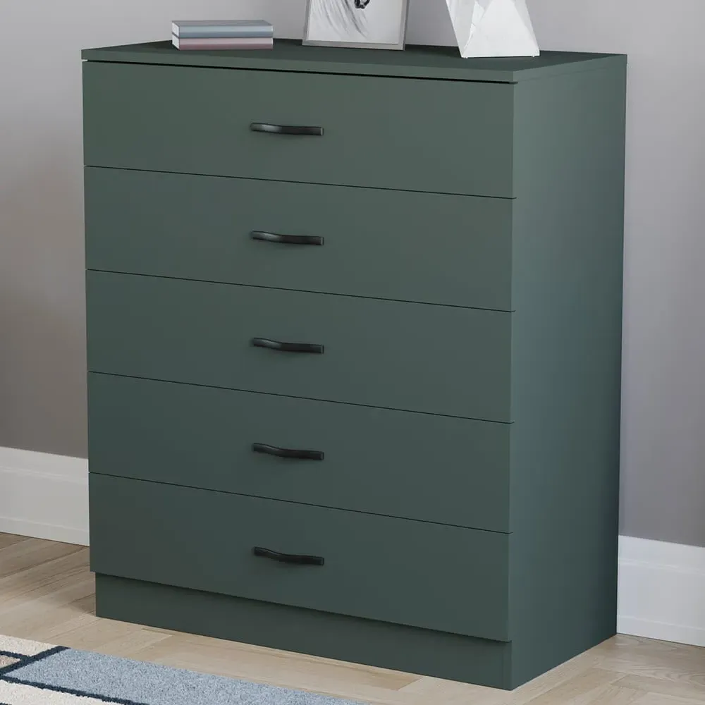Riano 5 Drawer Chest of Drawers - Green