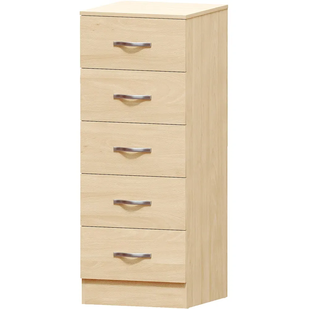 Riano 5 Drawer Narrow Chest of Drawers - Brown, Pine