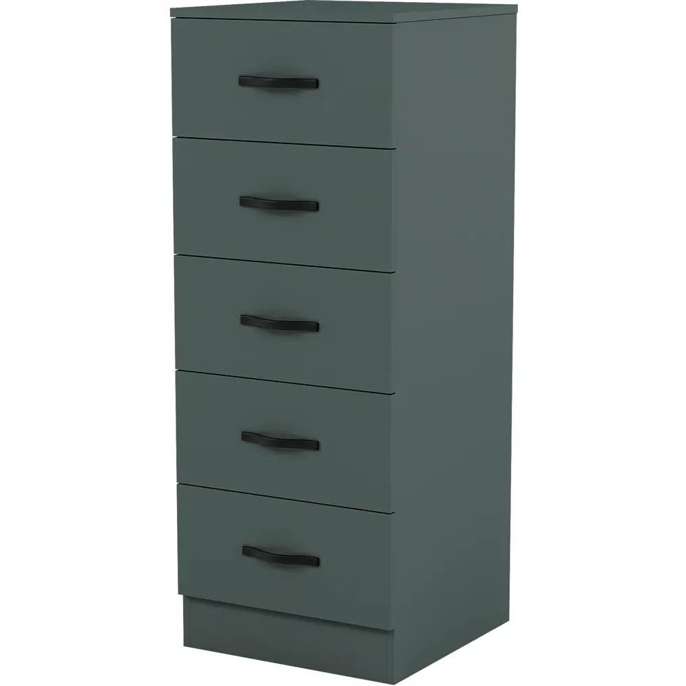 Riano 5 Drawer Narrow Chest of Drawers - Green