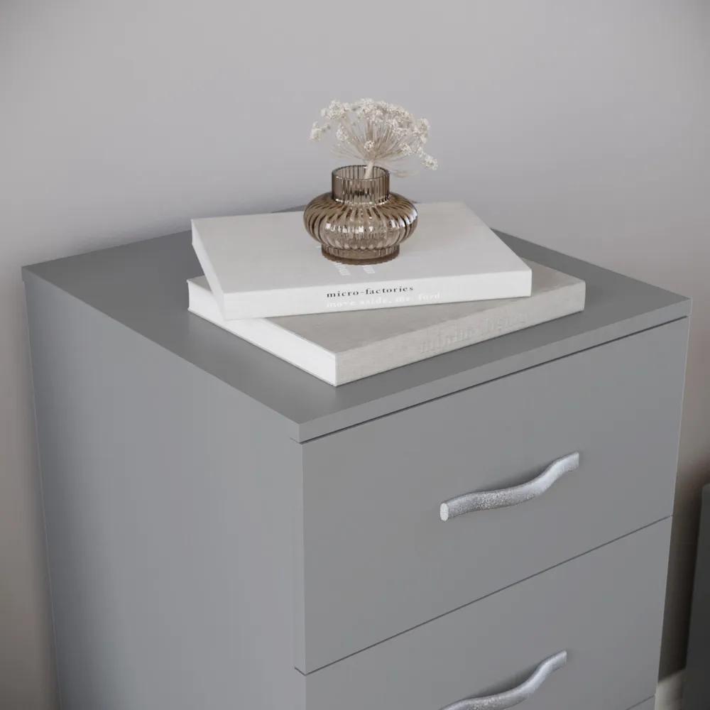 Riano 5 Drawer Narrow Chest of Drawers - Grey