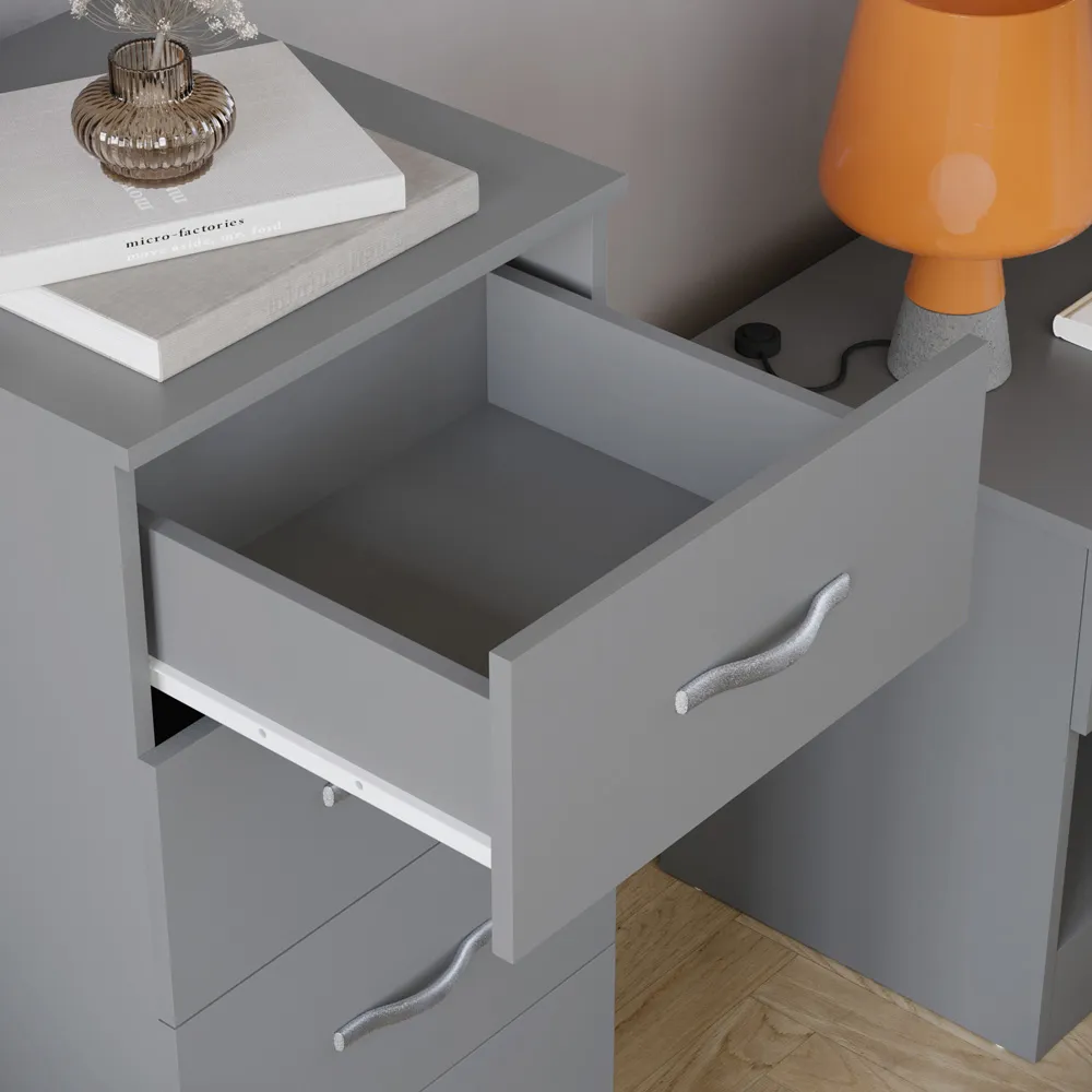 Riano 5 Drawer Narrow Chest of Drawers - Grey