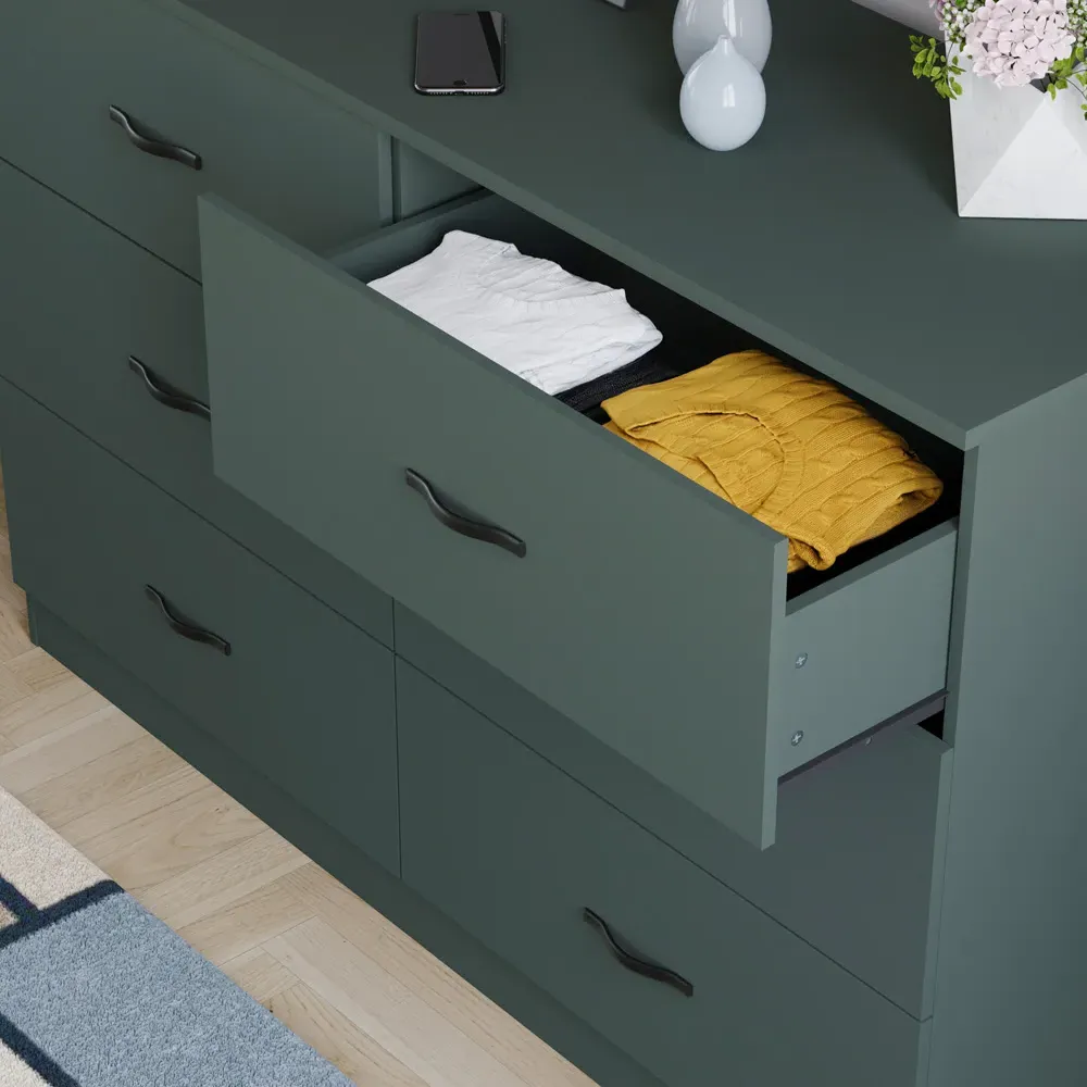 Riano 6 Drawer Chest of Drawers - Green