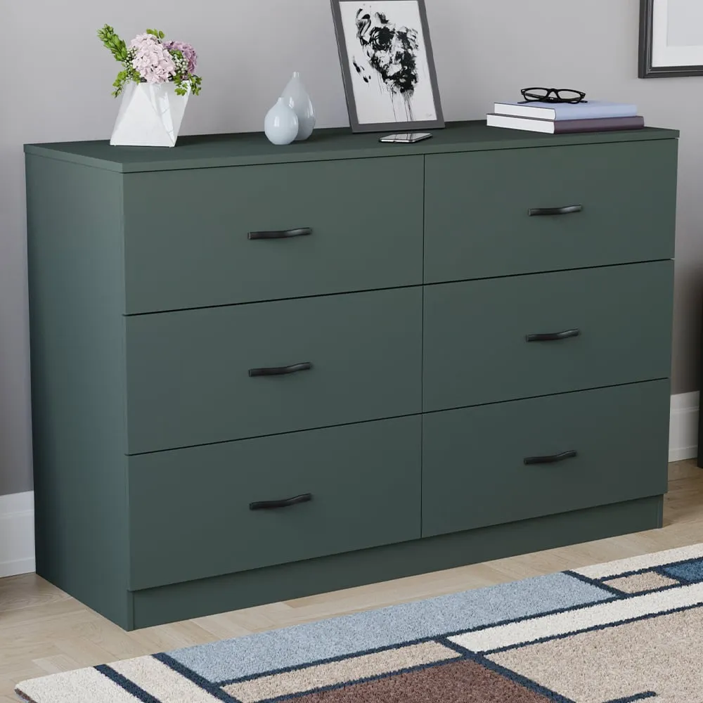 Riano 6 Drawer Chest of Drawers - Green
