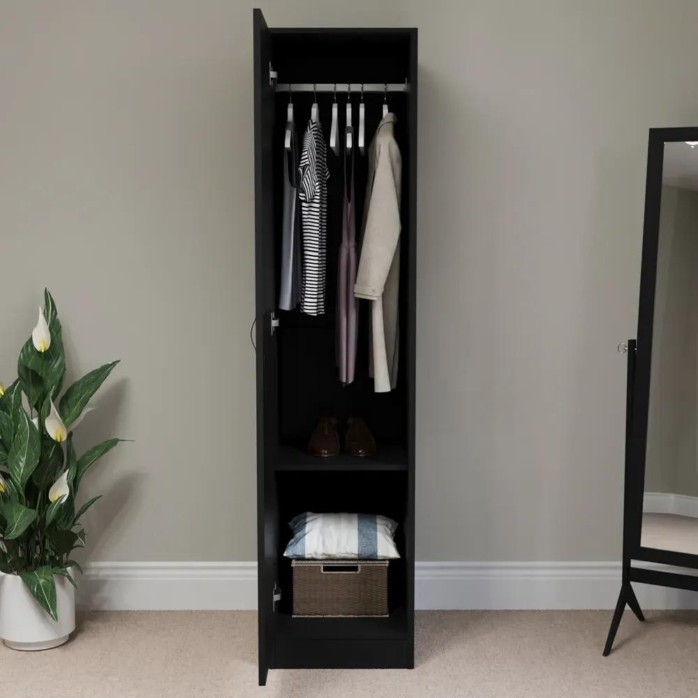 Riano Single Door Wardrobe - Black