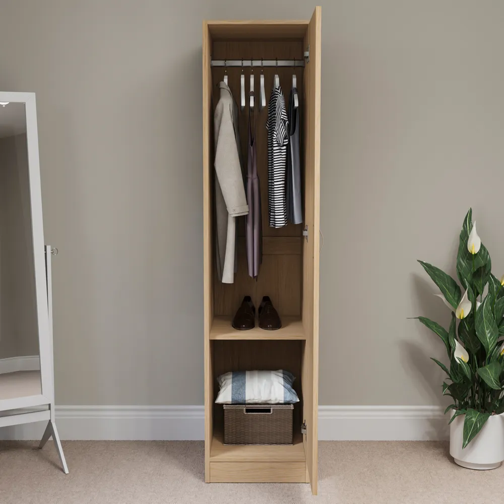 Riano Single Door Wardrobe - Brown, Pine