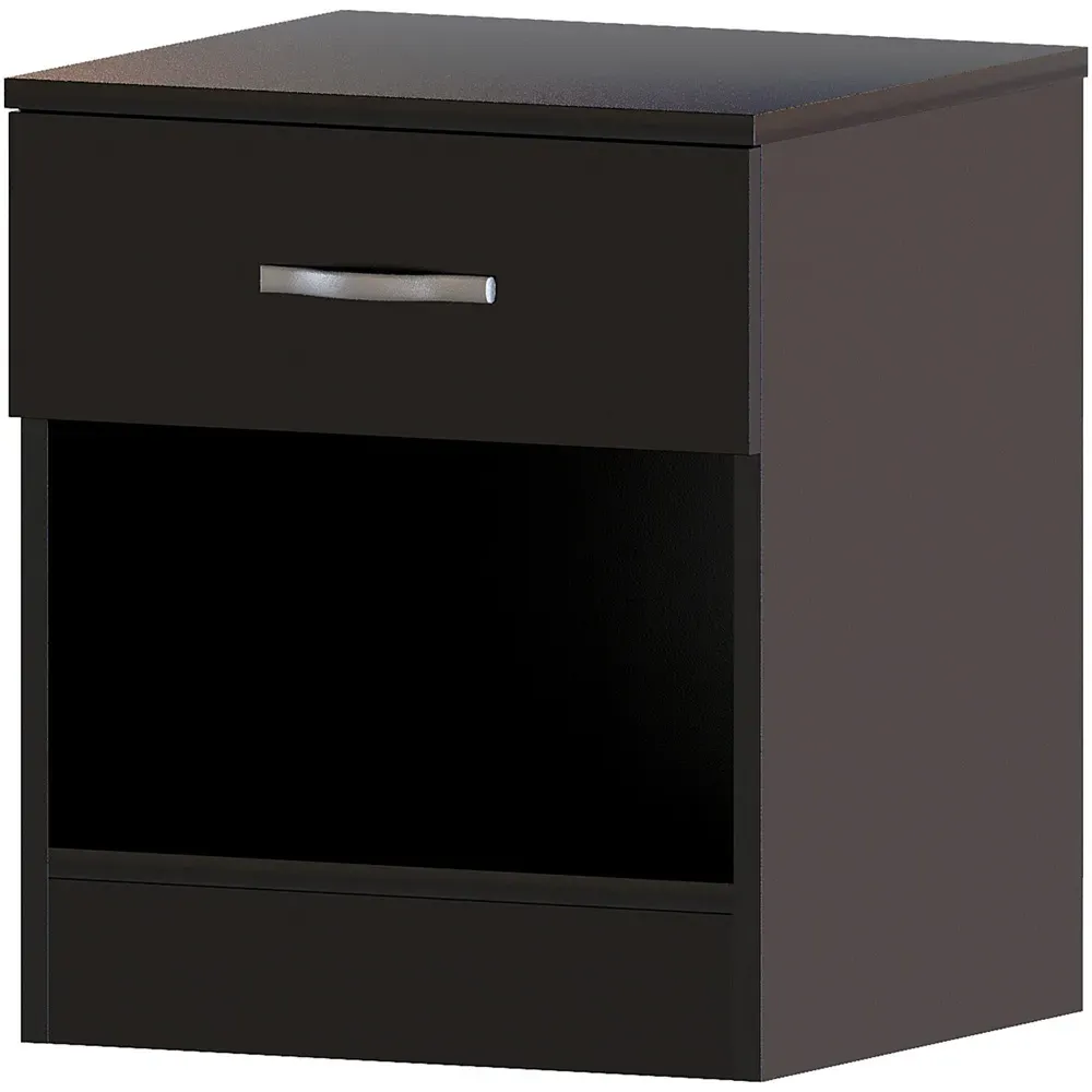 Riano Single Drawer Bedside Table - Black