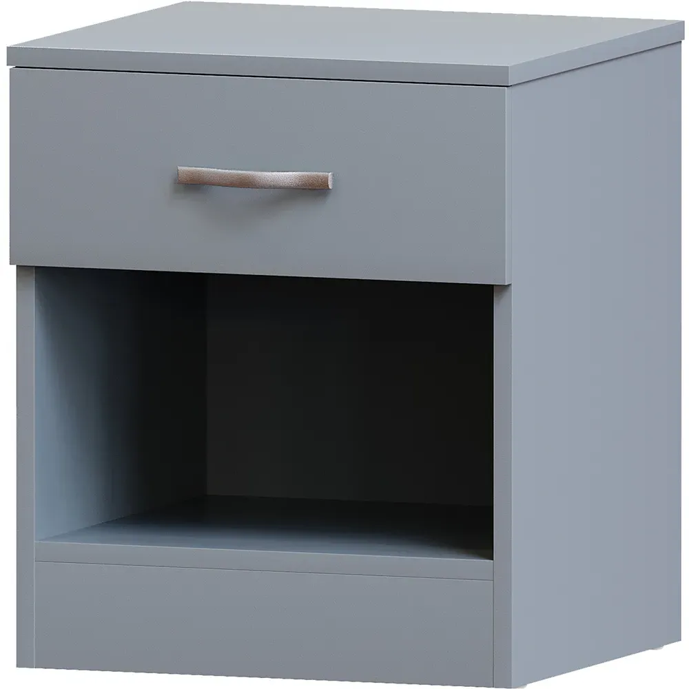 Riano Single Drawer Bedside Table - Grey, MDF