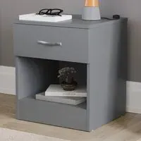 Riano Single Drawer Bedside Table - Grey, MDF