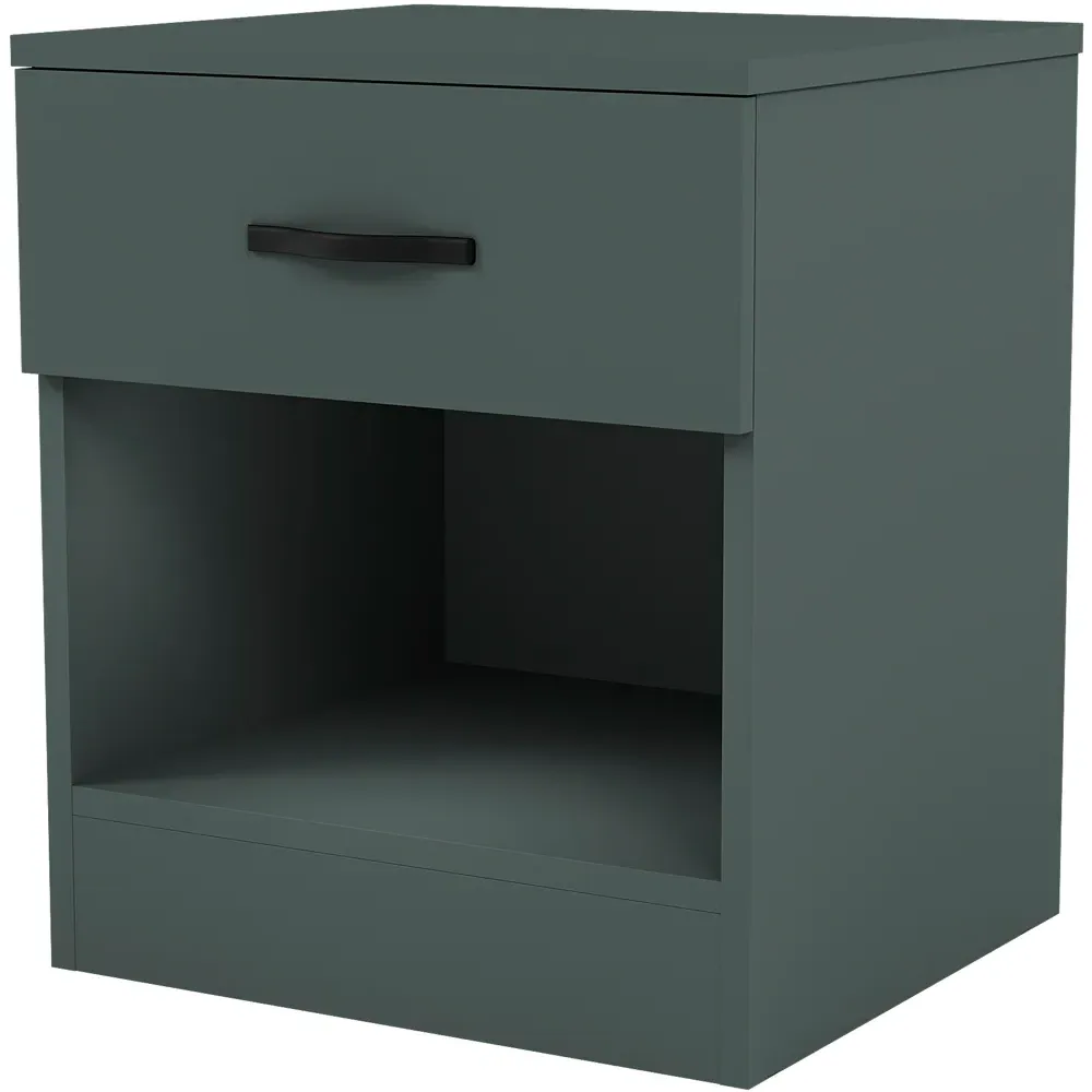 Riano Single Drawer Bedside Table - Jasper Green