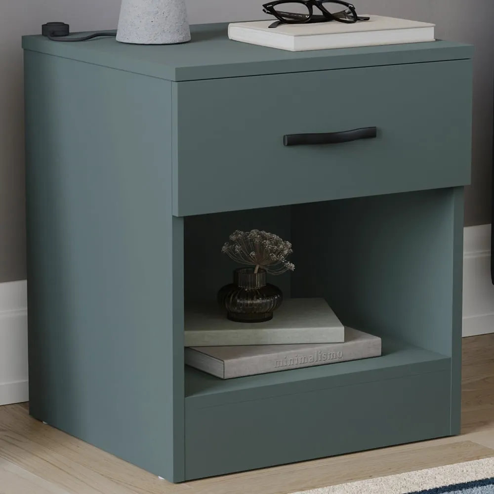 Riano Single Drawer Bedside Table - Jasper Green image