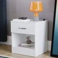 Riano Single Drawer Bedside Table - White