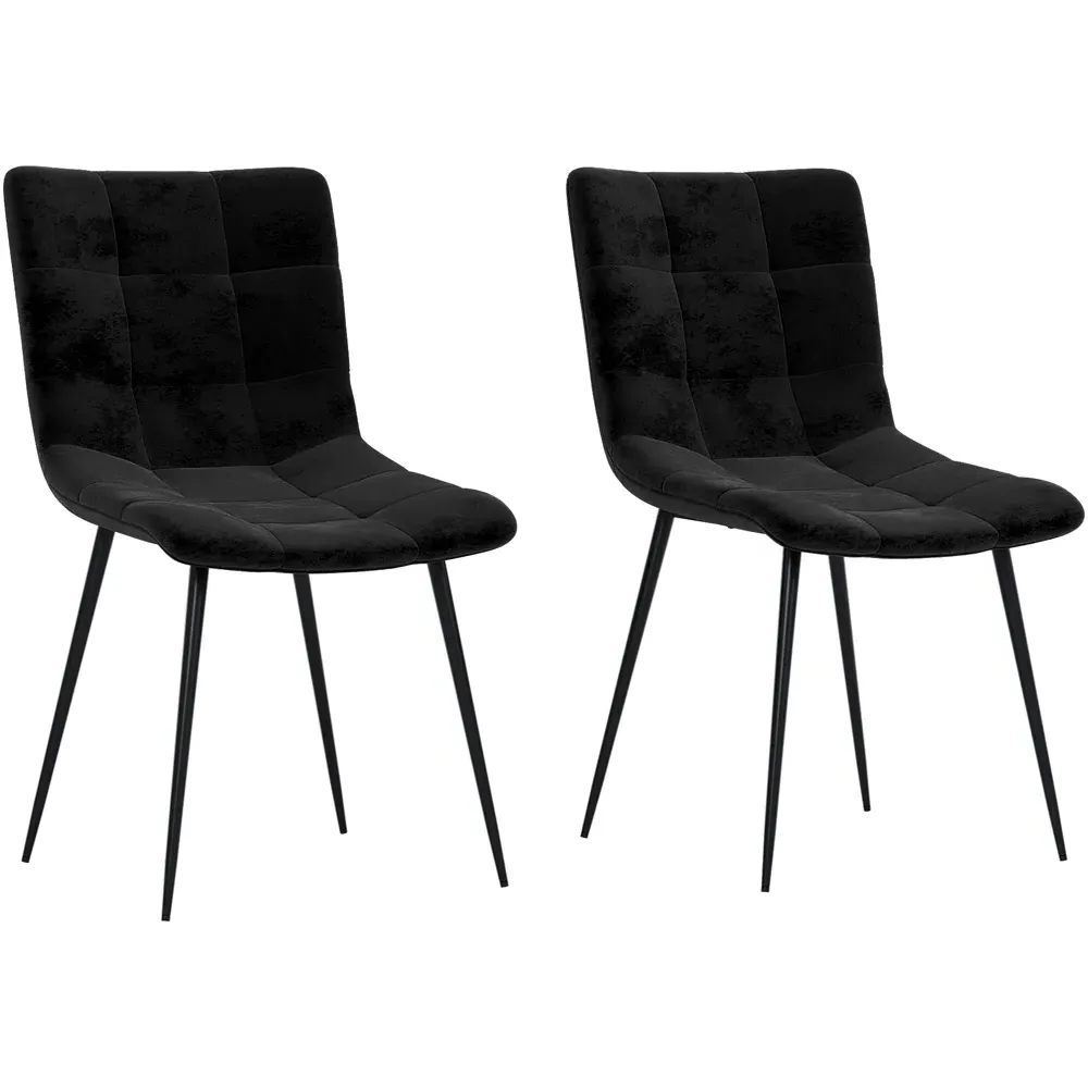 Richton Set of 2 Dining Chairs - Black, Velvet