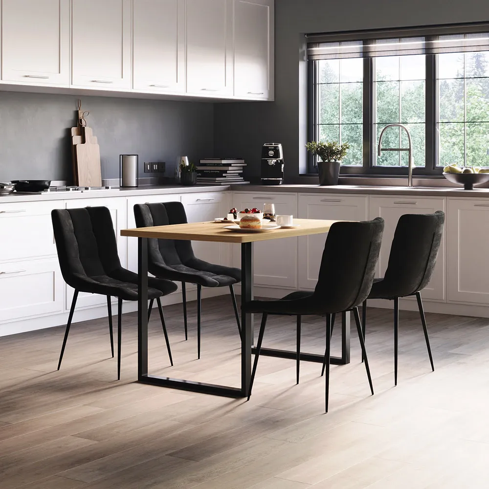 Richton Set of 2 Dining Chairs - Black, Velvet