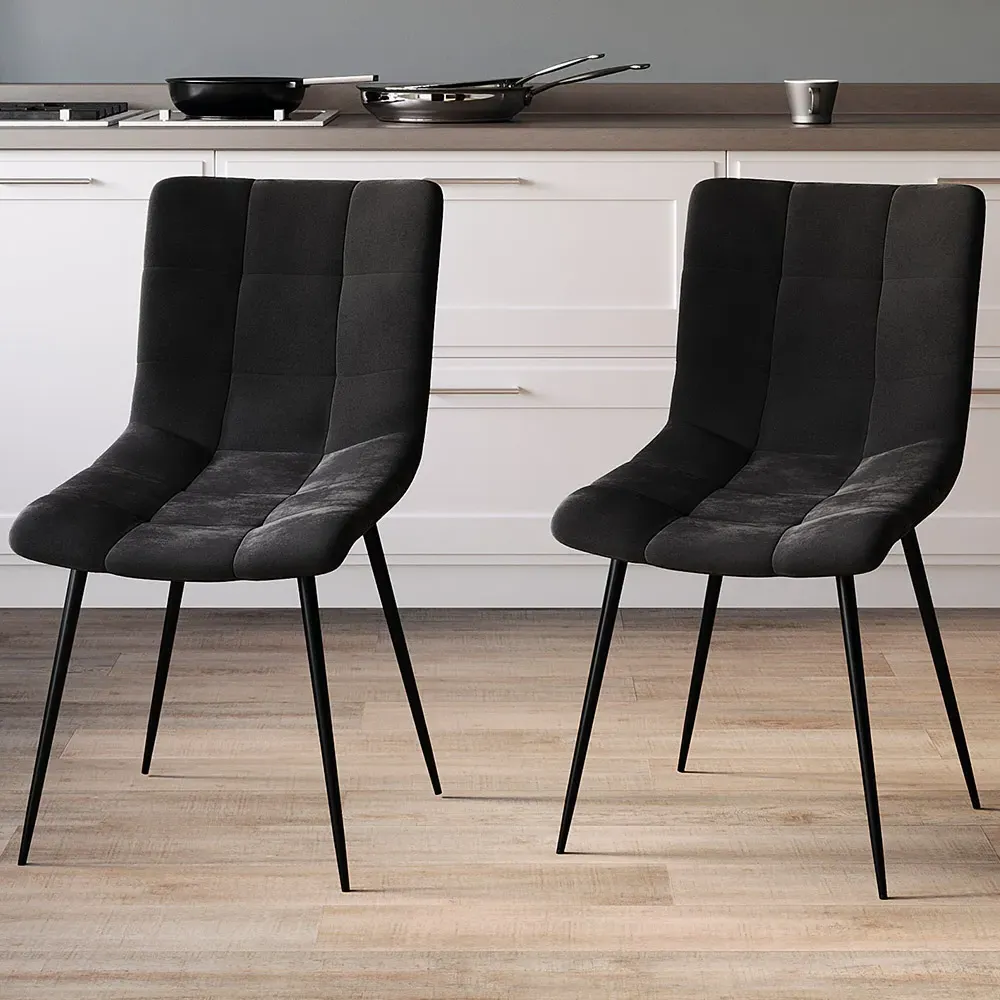 Richton Set of 2 Dining Chairs - Black, Velvet