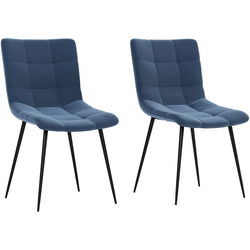Richton Set of 2 Dining Chairs - Blue, Velvet